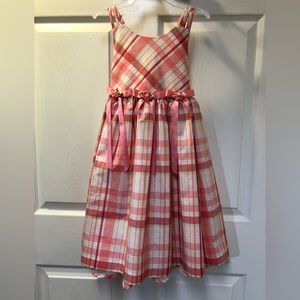 Girls Plaid Belted Sundress